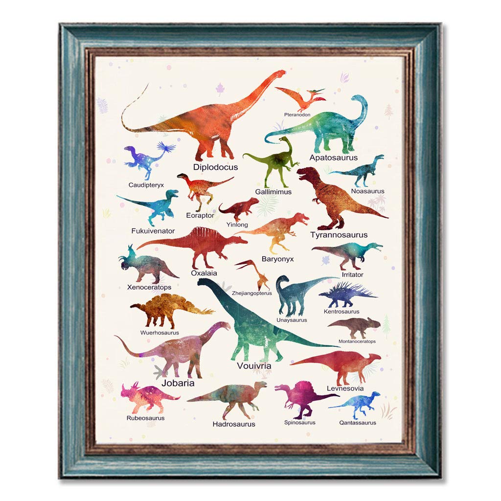 Dinosaur Print, Educational Print, Dinosaur Nursery Print, Boys Bedroom Art, Living Room Art, Dinosaur Species Art, Types of Dinosaurs Art, 11X14 Inch Unframed