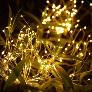 JORETLE Solar Garden Lights, Solar Outdoor Decorative Lights Solar Firework Lights 105 LED Powered 35 Copper Wires String Light, DIY Firework Lights for Garden, Patio, Countyard (2 Pack, Warm-White)