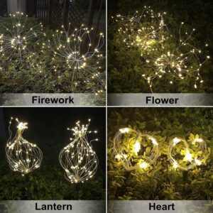 JORETLE Solar Garden Lights, Solar Outdoor Decorative Lights Solar Firework Lights 105 LED Powered 35 Copper Wires String Light, DIY Firework Lights for Garden, Patio, Countyard (2 Pack, Warm-White)