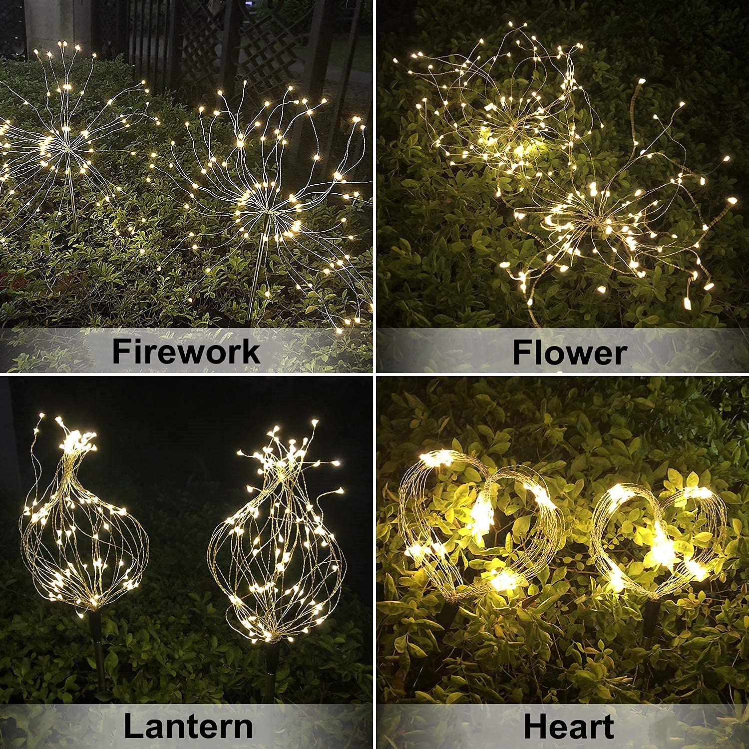 JORETLE Solar Garden Lights, Solar Outdoor Decorative Lights Solar Firework Lights 105 LED Powered 35 Copper Wires String Light, DIY Firework Lights for Garden, Patio, Countyard (2 Pack, Warm-White)