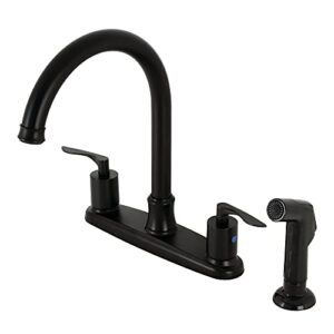 kingston brass fb7790svlsp serena 8" centerset kitchen faucet, matte black