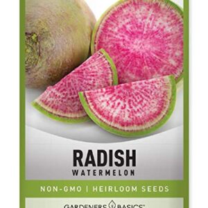 Watermelon Radish Seeds for Planting - Heirloom, Non-GMO Vegetable Seed - 2 Grams of Seeds Great for Outdoor Spring, Winter and Fall Gardening by Gardeners Basics