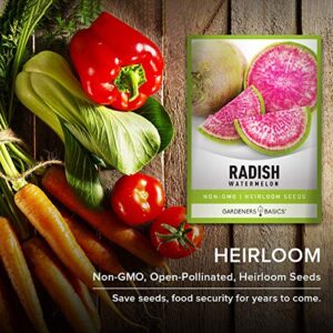 Watermelon Radish Seeds for Planting - Heirloom, Non-GMO Vegetable Seed - 2 Grams of Seeds Great for Outdoor Spring, Winter and Fall Gardening by Gardeners Basics