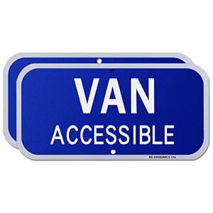 muxyh van accessible sign 2 pack, handicap parking sign, 6" x 12" engineer grade reflective aluminum, waterproof, easy to mount