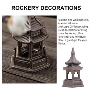 KESYOO Miniature Pagoda Statue Zen Garden Pagoda Figurine Chinese Zen Asian Decor Bonsai Decoration Miniature Accessories