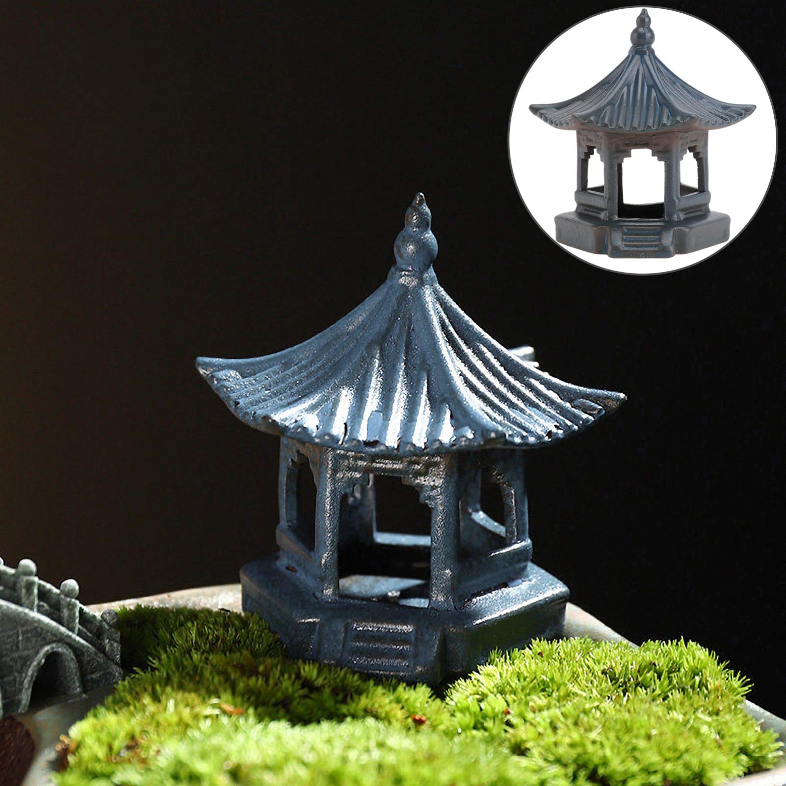 PRETYZOOM Mini Pagoda Statue Miniature Ceramic Pagoda Fairy Garden Accessories DIY Hexagon Pavilion Exotic Environments Micro Landscape Zen Garden Dollhouse Decoration