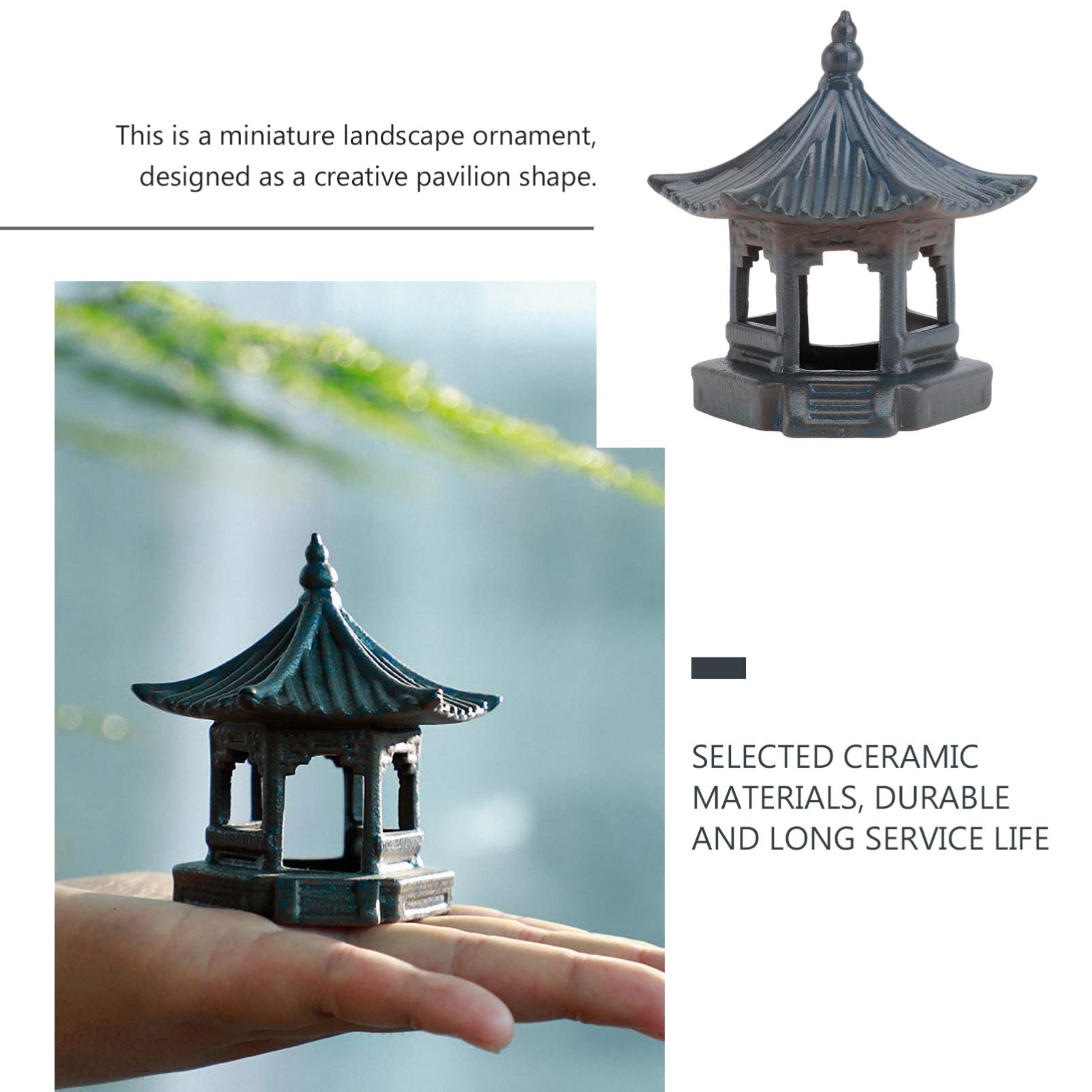 PRETYZOOM Mini Pagoda Statue Miniature Ceramic Pagoda Fairy Garden Accessories DIY Hexagon Pavilion Exotic Environments Micro Landscape Zen Garden Dollhouse Decoration