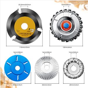 5 Pieces Wood Carving Disc Grinding Wheel Shaping Disc 12 Teeth Wood Polishing Shaping Disc,6 Teeth Wood Turbo Carving Disc,22 Teeth Grinder Chain Disc,4 1/2 Wood Carving Disc (5 PCS)