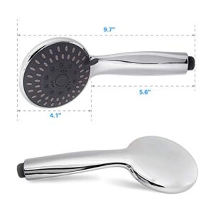 High Pressure Handheld Shower Head Briout 5-Settings Powerful Water Spray Shower Head against Low Pressure Water Flow with Stainless Hose and Adjustable Mount