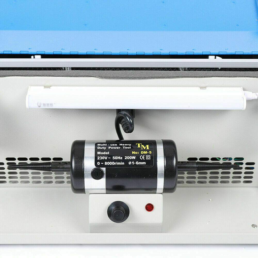 200W Polishing Buffing Machine,Desktop Jewelry Buffing Machine Dust Collector with Light ,110V 0-8000 Rpm/min Multifunction Bench Jewelry Rock Buffing Collector