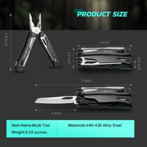 SIUPRO Multitool Pocket Knife, Multi Tool Pliers with Clip for Men and Women, Valentines Day Gifts for Him Boyfriend， Multipurpose Utility Tactical Scissors for Camping, Survival