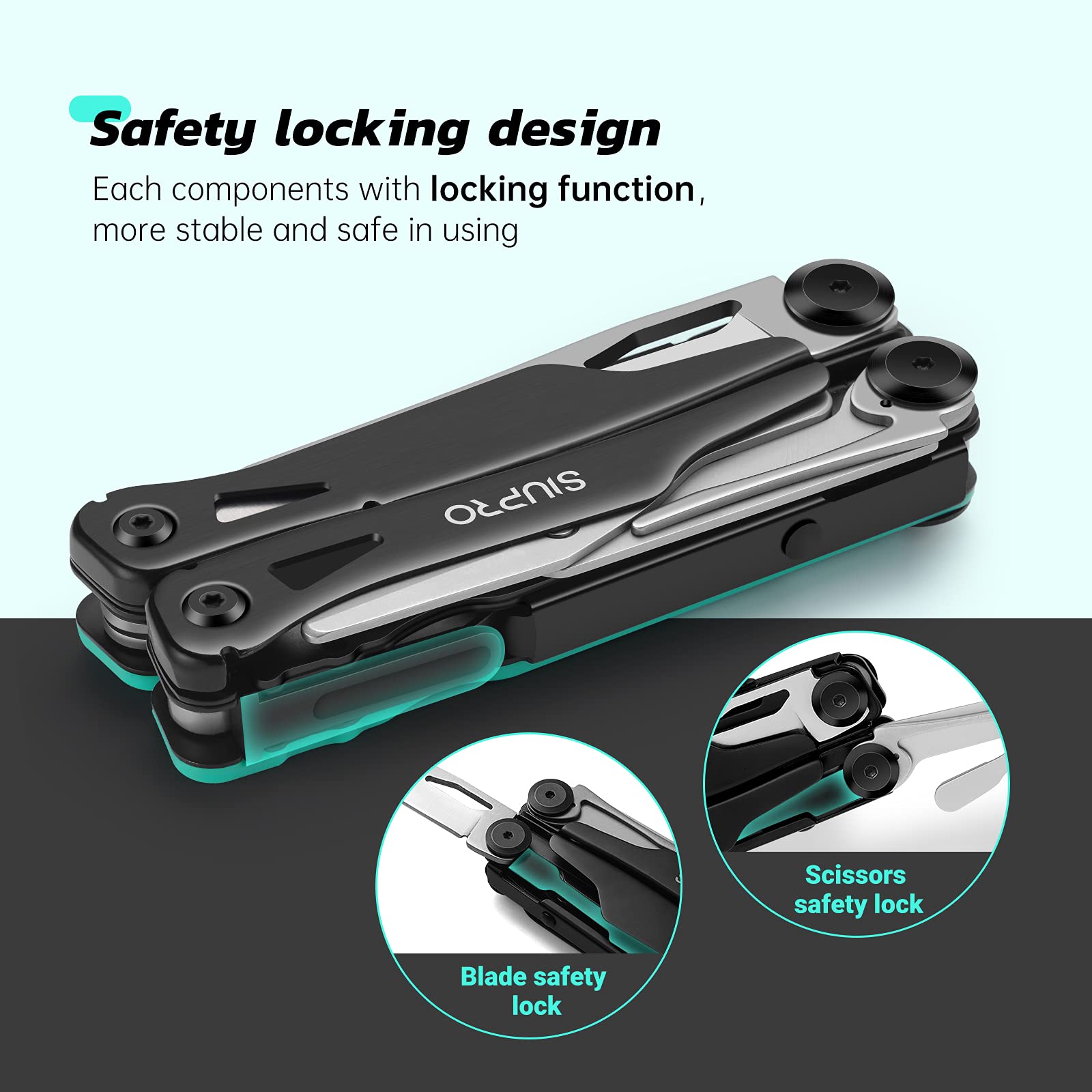 SIUPRO Multitool Pocket Knife, Multi Tool Pliers with Clip for Men and Women, Valentines Day Gifts for Him Boyfriend， Multipurpose Utility Tactical Scissors for Camping, Survival