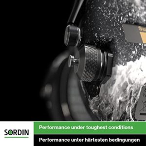 Sordin Supreme PRO X - Adjustable Hearing Protection Ear Muffs with LED Light and Gel Seals - Leather Headband and Green Cups