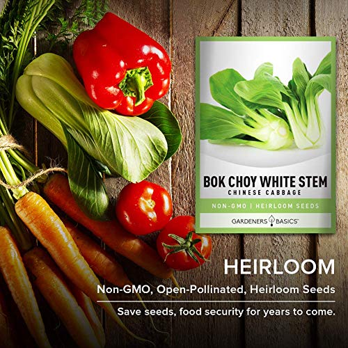 Bok Choy Chinese Cabbage Seeds for Planting - (Pak Choi) Heirloom, Non-GMO Vegetable Variety- 1 Gram Seeds Great for Summer, Spring, Fall and Winter Gardens by Gardeners Basics