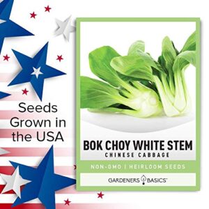 Bok Choy Chinese Cabbage Seeds for Planting - (Pak Choi) Heirloom, Non-GMO Vegetable Variety- 1 Gram Seeds Great for Summer, Spring, Fall and Winter Gardens by Gardeners Basics