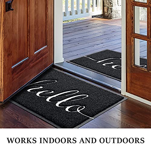 BeneathYourFeet Door Mat 2-Pack Indoor Outdoor Doormat Multiple-use Welcome Mats for Front Door Easy to Clean Garage Floor Mat Durable Wear-Resistant Rugs for Outside Entry(30"x17.5",Black)