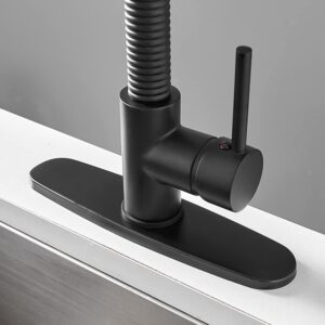 owofan matte black kitchen sink faucets pull down sprayer with deck plate product bundles