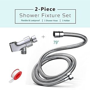 Shower Hose, 79 Inch Expandable Shower Hose Extra Long ，Bathing Toilet Cleaning, Adjustable Holder Mount and Stainless Steel Shower Hose for Handheld Shower Head, shower hose and holder, Chrome