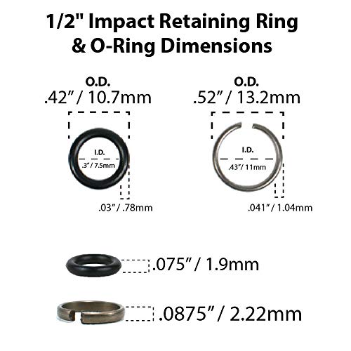 palart 12 Impact Wrench Socket Retainer Retaining Ring with O-Ring -10set