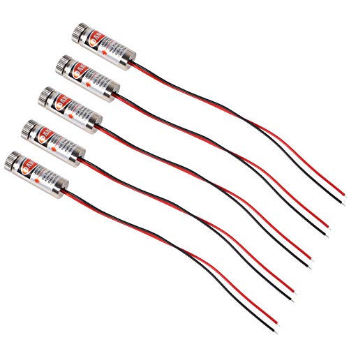 UMLIFE 5pcs 650nm 5mw Laser Head Laser Tube Adjustable Focus 3~5V Red Laser Tube for Sight Positioning Sighting Telescope (Dot)