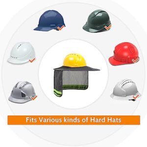 TCCFCCT Hard Hat Sun Shade, Full Brim Mesh Neck Sun Shield with Reflective Strip, High Visibility Sun Visor Neck Shade for Hard Hat Accessories, (Hard Hat Not Included), Grey, 2 Packs