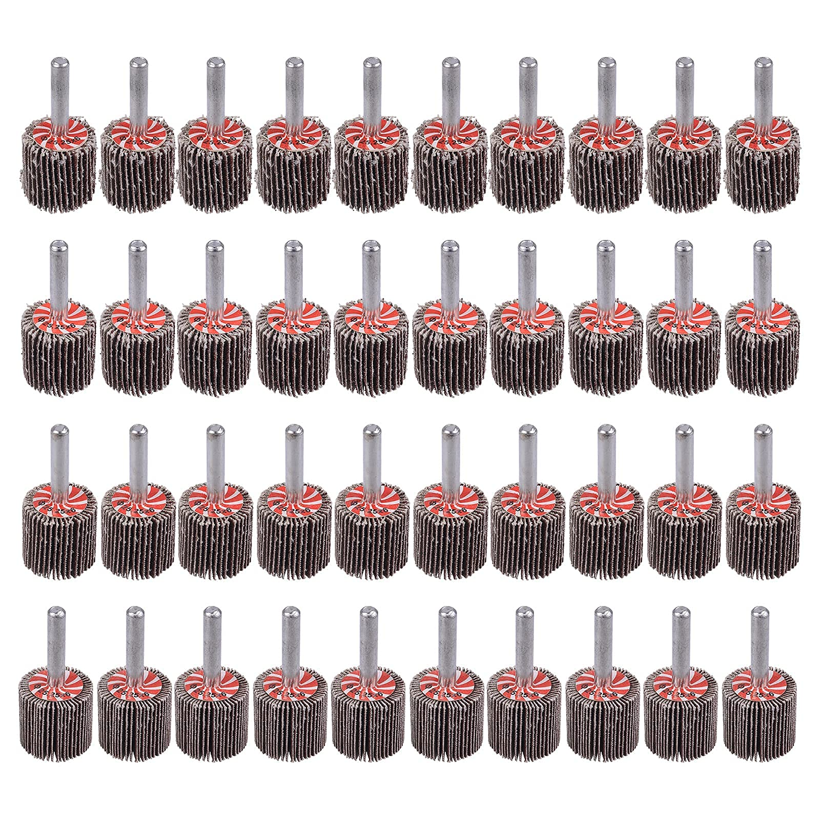 Rocaris 40 Pack Flap Wheel 1" x 1", 1/4" Mounted Shank Aluminum Oxide Grit# 60,80,120,240 for Drill