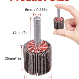 Rocaris 40 Pack Flap Wheel 1" x 1", 1/4" Mounted Shank Aluminum Oxide Grit# 60,80,120,240 for Drill