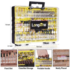 Rotary Tool Accessories Kit, Longmate 544pcs Rotary Tool Bit Set 1/8-inch Shank Attachments for Easy Cutting, Grinding, Sanding, Sharpening, Carving, Polishing, Engraving for Woodworking, Glass, Metal