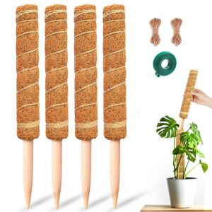 moss pole - 26.4 inch moss pole for plants monstera, 2 pack 15.7 inches coco plant pole for climbing indoor potted plants, train monstera philodendron pothos creeper plants grow