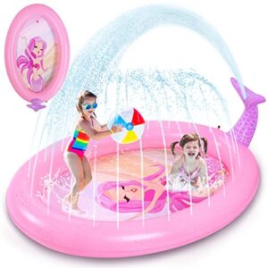 splash pad kiddie pool,sprinkler for kids,inflatable swimming pool for toddler child,outdoor water toys for 1 2 3 4 5 years old (mermaid)