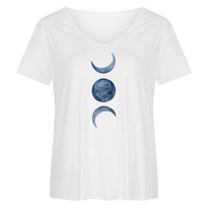 Bravetoshop Womens Tshirts Short Sleeve V Neck Moon and Sun Graphic Summer Casual Blouse Tops (White,XXL)