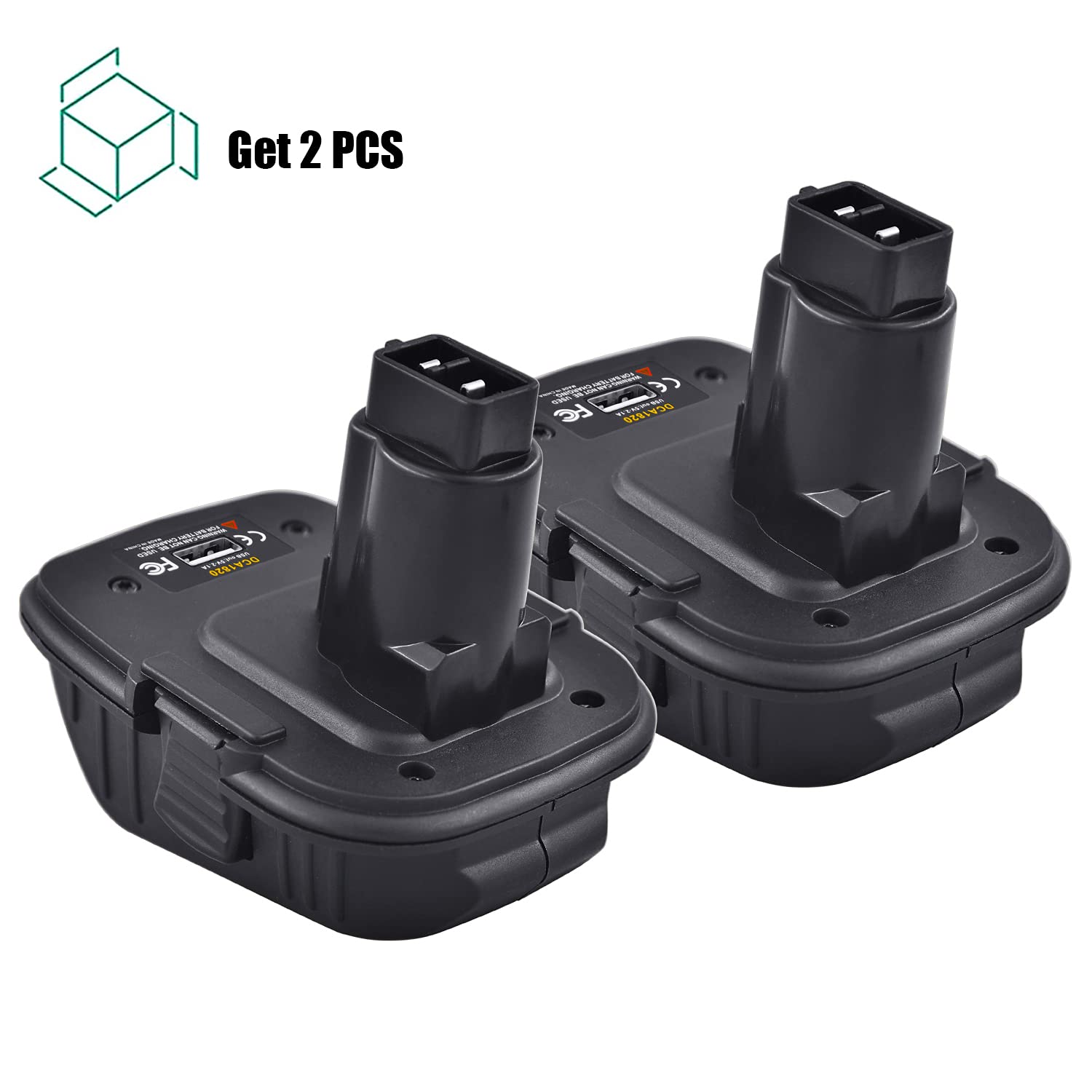 DCA1820 Battery Adapter Replacement for Dewalt 18v to 20v Adapter, Convert 20v Lithium Battery DCB206 DCB205 to 18v NiCad & NiMh Tool Battery DC9096 DC9098, with 5V USB Port [2Pack]