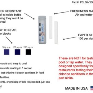 Peracetic Acid 0-160 ppm & Chlorine 0-200 ppm Test Strips [100 Strips of Each]