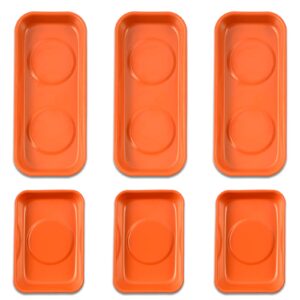 wxtools 6 pcs orange magnet screw tray (3.6" x 2.4" / 5.9" x 2.5" square), magnetic parts holder mechanic tray magnetic socket trays, ideal screw magnet holder magnetic tray set for diy handyman