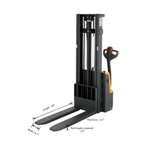 APOLLO Full Electric Walkie Pallet Stacker Powered Forklift with Fixed Legs 2200lbs Capacity 98''Lifting Height Material Lift for EU Pallet