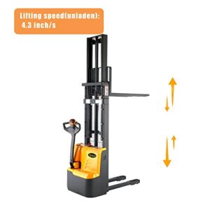 APOLLO Full Electric Walkie Pallet Stacker Powered Forklift with Fixed Legs 2200lbs Capacity 98''Lifting Height Material Lift for EU Pallet