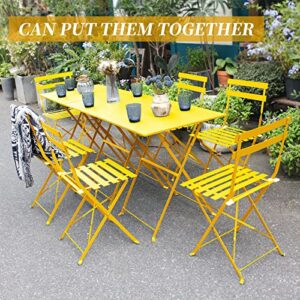 SUMETURE 3Pcs Patio Bistro Set, Folding Outdoor Patio Furniture Sets,1 Folding Patio Table and 2 Chairs Indoor and Outdoor for Patio, Yard, Garden(Yellow)