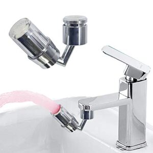 720° Swivel Sink LED Water Faucet,3-Color tempeleter Sensor Aerator Big Angle Large Flow Dual Function LED Light Faucet Aerator,Rotatable Bubbler Tap Aerator Sprayer Attachment for Kitchen Bathroom