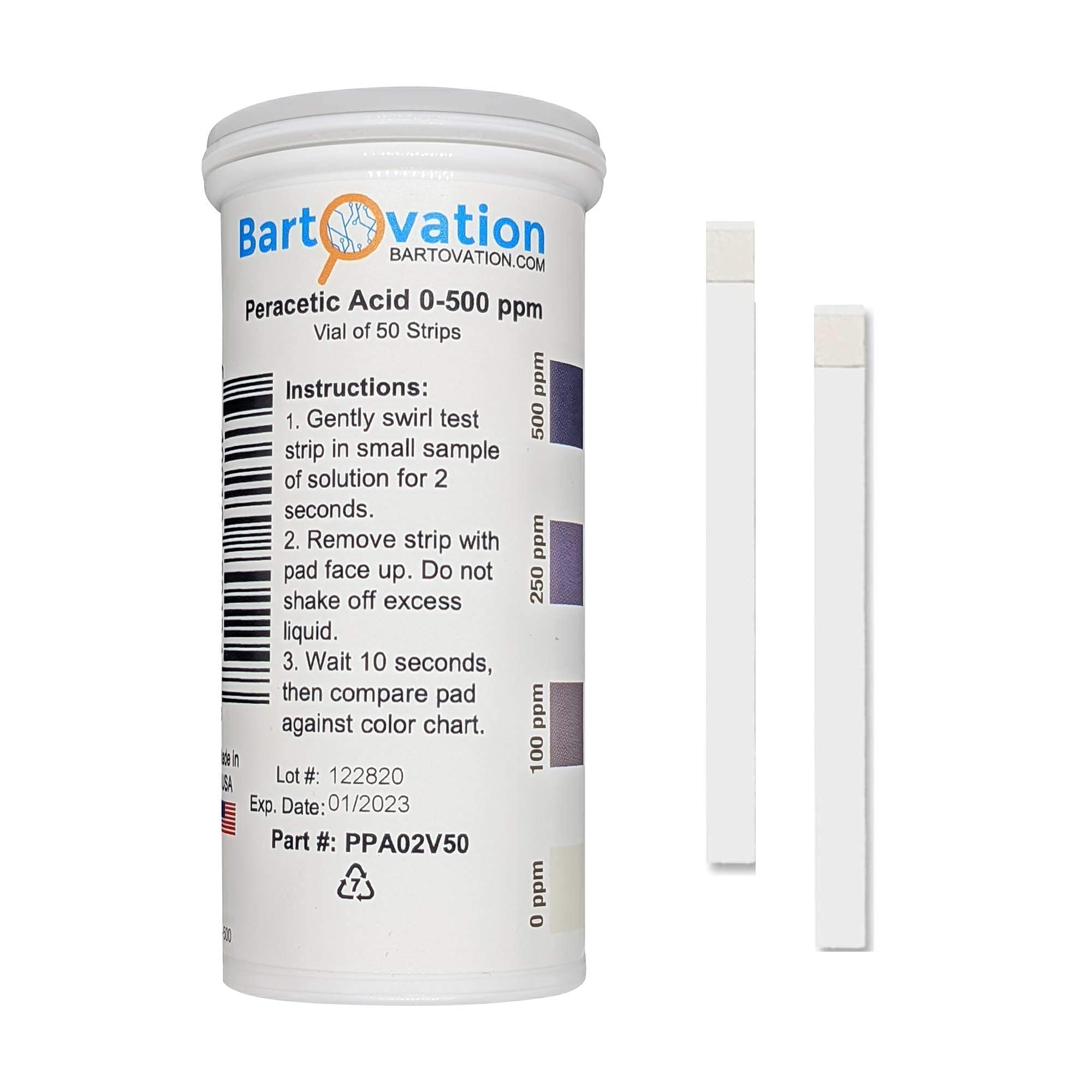 Peracetic Acid Test Strips, 0-160 & 0-500 ppm Bundle