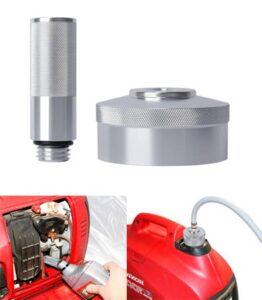 silver aluminum extended run gas cap, mess free oil change funnel for honda generator eu1000i eu2000i eu3000i