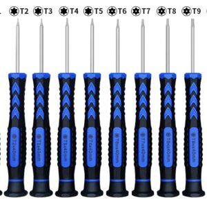 HengTianMei 14 in 1 Torx Screwdriver Set with T1 T2 T3 T4 T5 T6 T7 T8 T9 T10 Security Torx Bit & ESD Tweezers, Magnetic Screwdrivers Precision Repair Kit for Xbox, PS4,Macbook, Computer