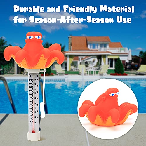 XY-WQ Floating Pool Thermometer, Large Size Easy Read for Water Temperature with String for Outdoor and Indoor Swimming Pools and Spas (Octopus)