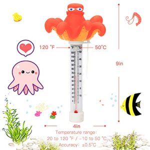 XY-WQ Floating Pool Thermometer, Large Size Easy Read for Water Temperature with String for Outdoor and Indoor Swimming Pools and Spas (Octopus)