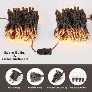 Christmas Lights, 300ct 69.6ft Incandescent Christmas Lights Connectable, Outdoor Christmas Tree Lights, 120V UL Certified Indoor Christmas String Lights for Xmas Party Patio, Brown Wire, Warm White