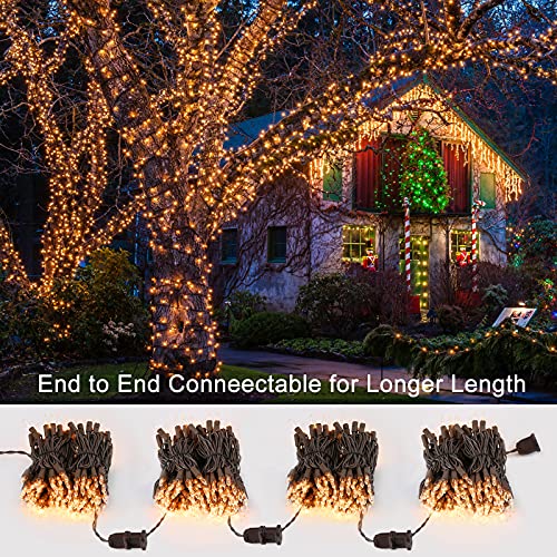 Christmas Lights, 300ct 69.6ft Incandescent Christmas Lights Connectable, Outdoor Christmas Tree Lights, 120V UL Certified Indoor Christmas String Lights for Xmas Party Patio, Brown Wire, Warm White