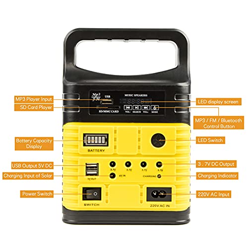 Solar Generator - Portable Power Station for Emergency Power Supply,Portable Generators for Camping,Home Use&Outdoor,Solar Powered Generator With Panel Including 3 Sets LED Light (Yellow)