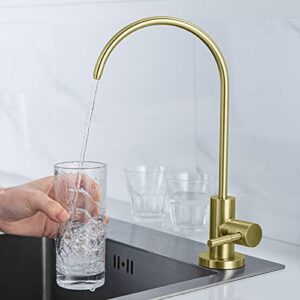 MIAOHUI Reverse Osmosis Faucet, Drinking Water Faucet Fits Non-Air Gap Water Filtration Systems, Modern RO Faucet Kitchen Filtered Water Faucet, Lead-Free, Stainless Steel (Brushed Gold)