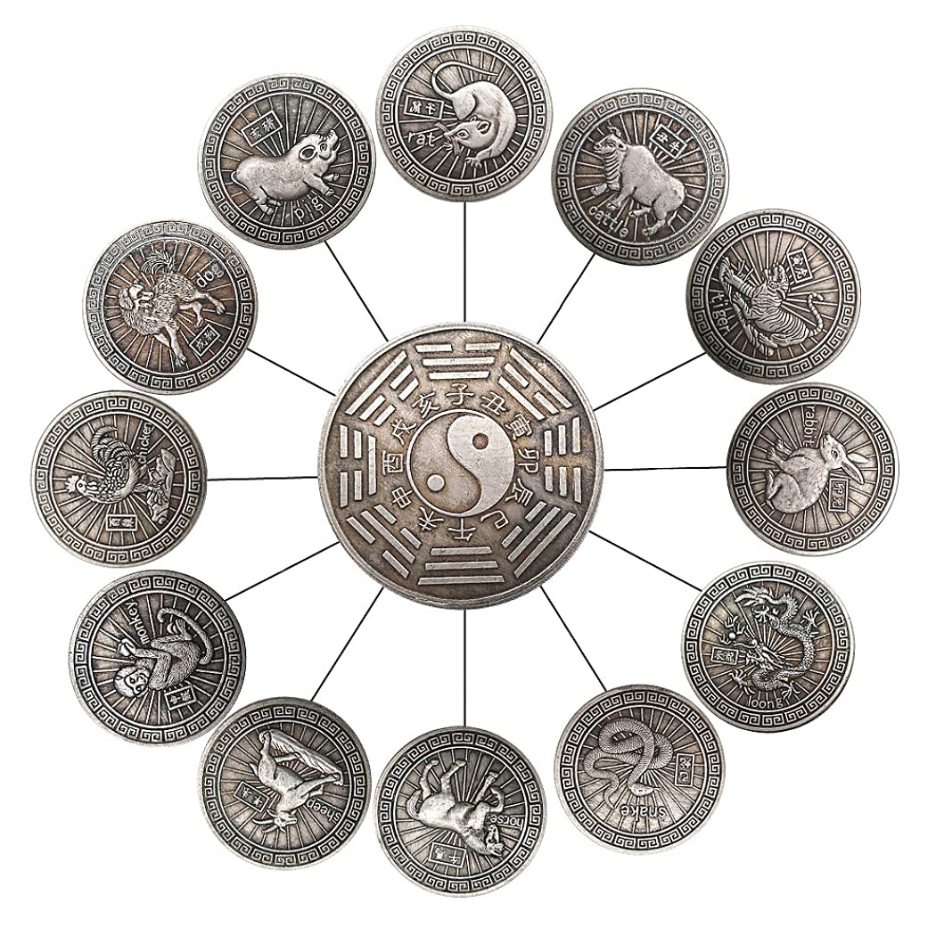 Kocreat Constellation Star Sign Chinese Zodiac Sign Lucky Coin Morgan Coin Freedom Hobo Coin Souvenir Coin Challenge Coin Antique Coins Replica Collection Rat
