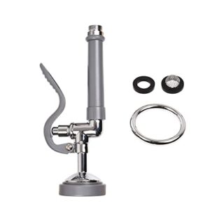 jzbrain pre rinse spray valve commercial faucet sprayer head 1.42 gpm high pressure dish sprayer nozzle with hand pull down sprayer chrome brushed (gray)