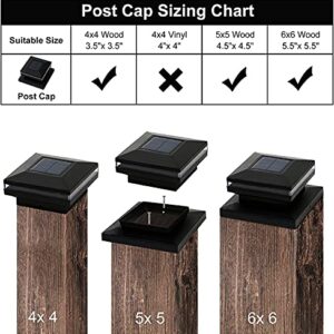 Viewsun 2 Pack Solar Post Lights, Outdoor Fence Post Cap Light Solar Powered Caps for Deck, Patio, Garden Decor, Warm White High Brightness SMD LED Lighting, Lamp Fits for 4x4 or 6x6 Wooden Posts